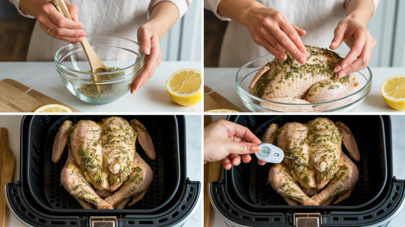 Air Fryer Lemon Rosemary Chicken Thighs Collage