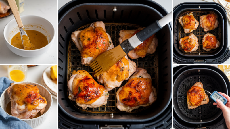 Air Fryer Maple Dijon Chicken Thighs Collage