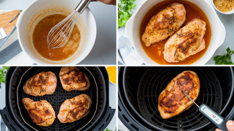 Air Fryer Mediterranean Chicken Breast recipe Collage