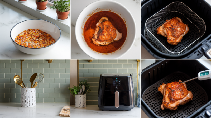 Air Fryer Tandoori Chicken Thighs Collage