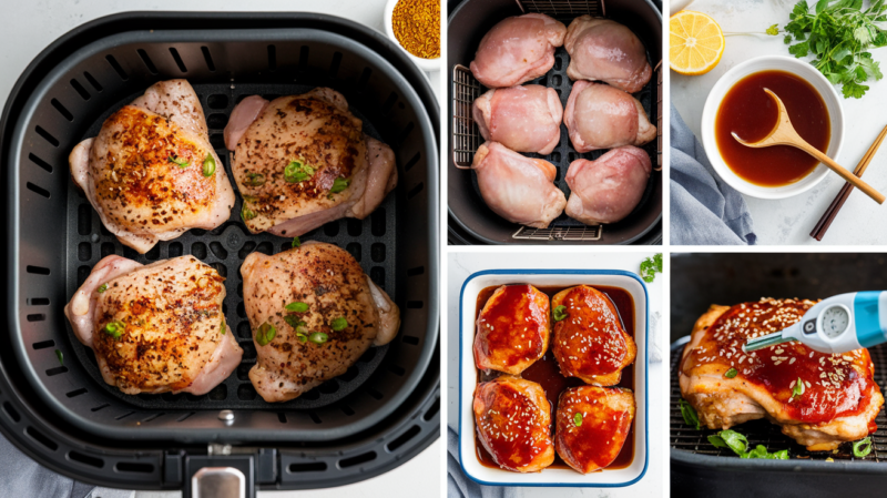 Air Fryer Teriyaki Chicken Thighs Collage