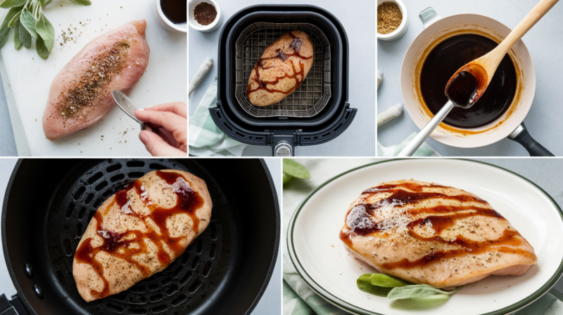 Balsamic Glazed Chicken Breast Air Fryer recipe Collage