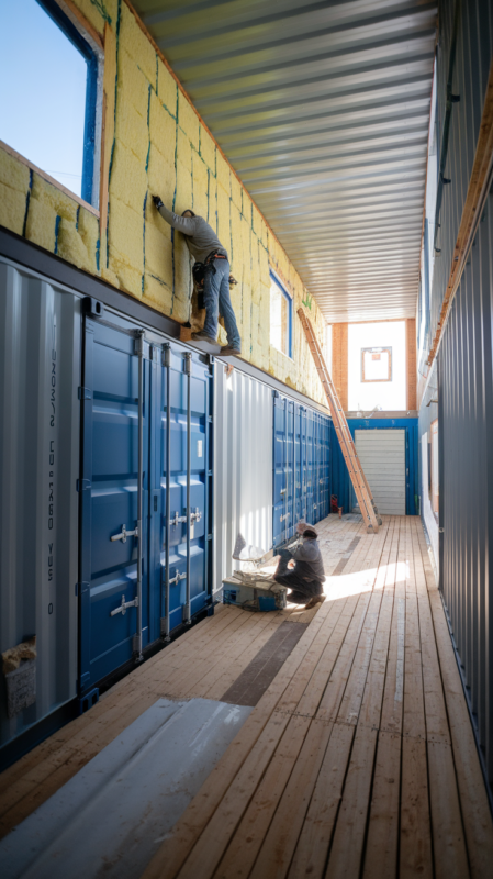 Construction phase of container home