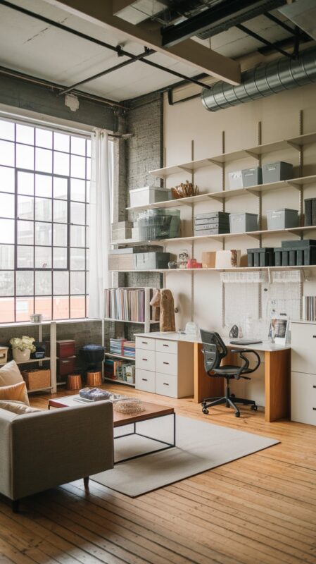 Creative storage solutions in industrial loft