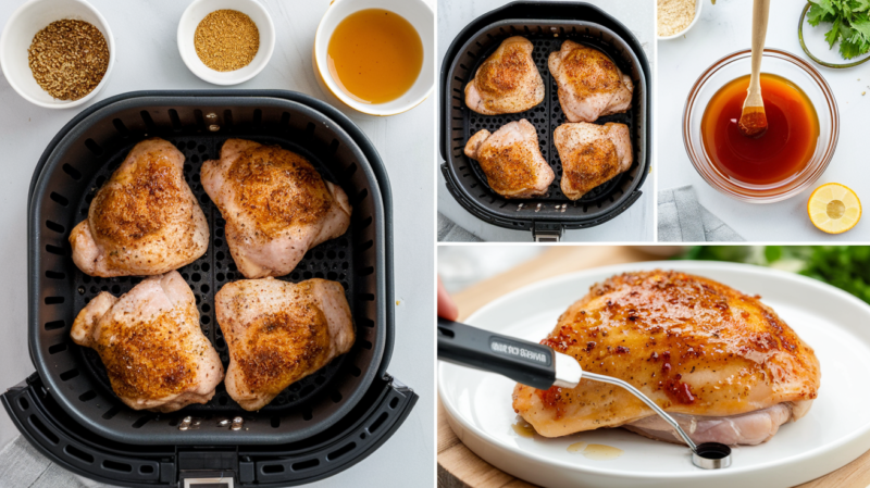 Honey Garlic Chicken Thighs Air Fryer Collage