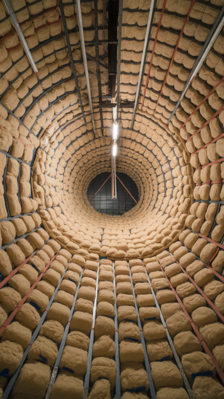 Insulation installation in curved silo walls