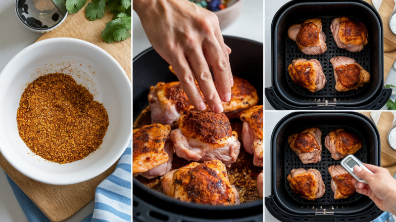 Preparing the Air Fryer Jerk Seasoned Chicken Thighs