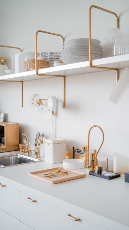 Modern Kitchen Decor - Styled product flatlay on white counter