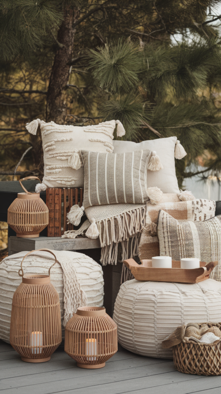 Styled collection of boho outdoor essentials