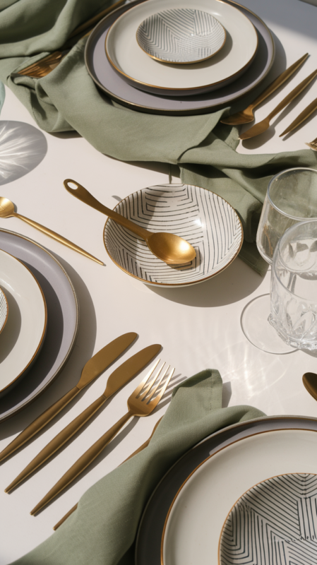 Styled collection of modern casual dining essentials