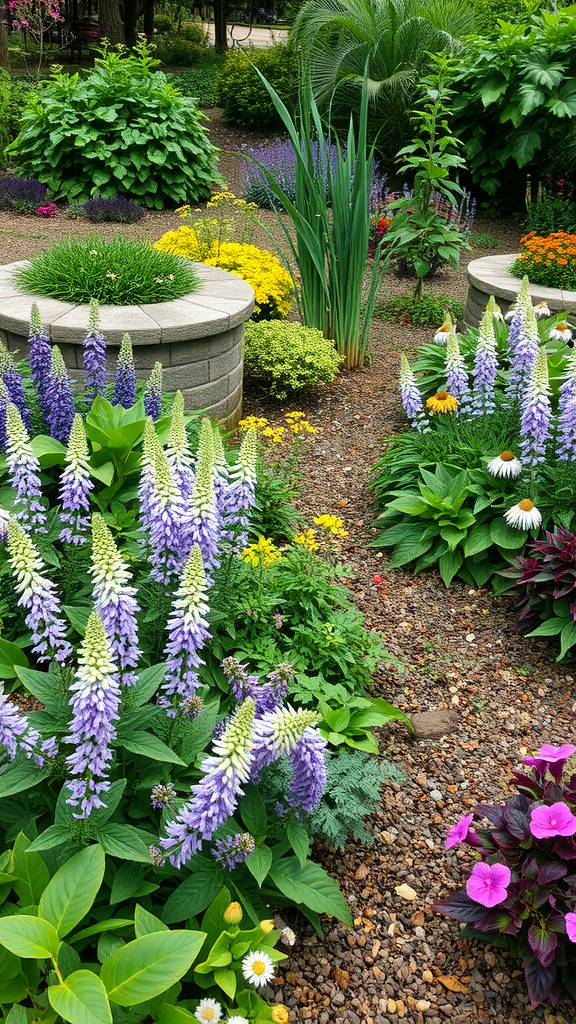 A colorful garden filled with various flowers and greenery, showcasing the beauty of nature's cycles.