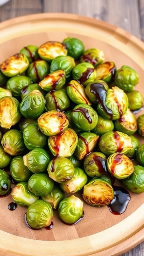 Plate of balsamic glazed Brussels sprouts