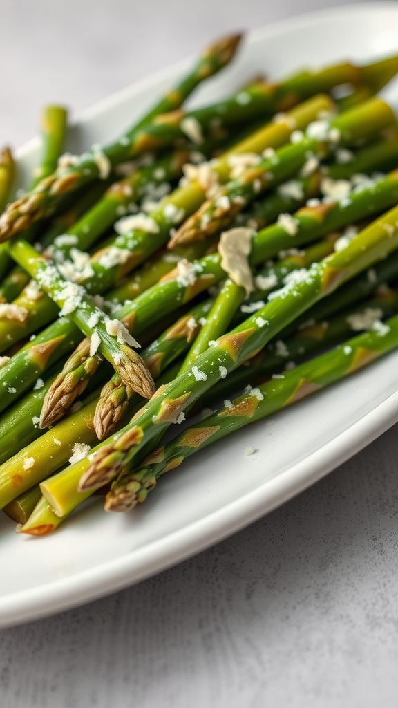 Plate of garlic parmesan asparagus