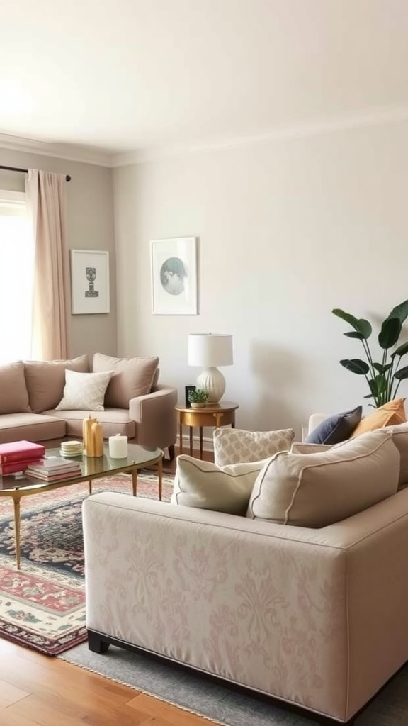 Cozy living room with plush seating and decorative elements