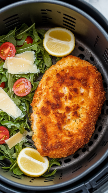 Air Fryer Pork Milanese with Arugula Salad