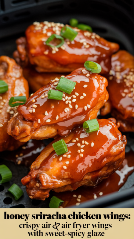 Honey Sriracha Chicken Wings: Crispy Air Fryer Wings with Sweet-Spicy Glaze