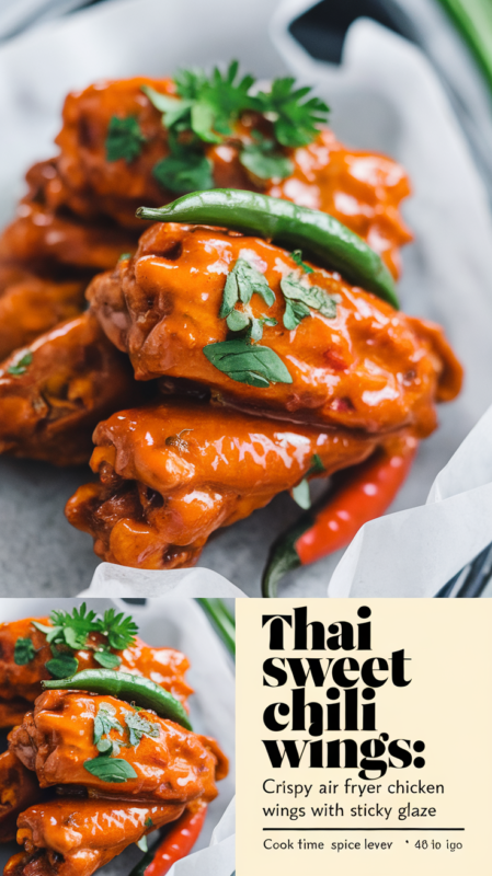 Thai Sweet Chili Wings: Crispy Air Fryer Chicken Wings with Sticky Glaze