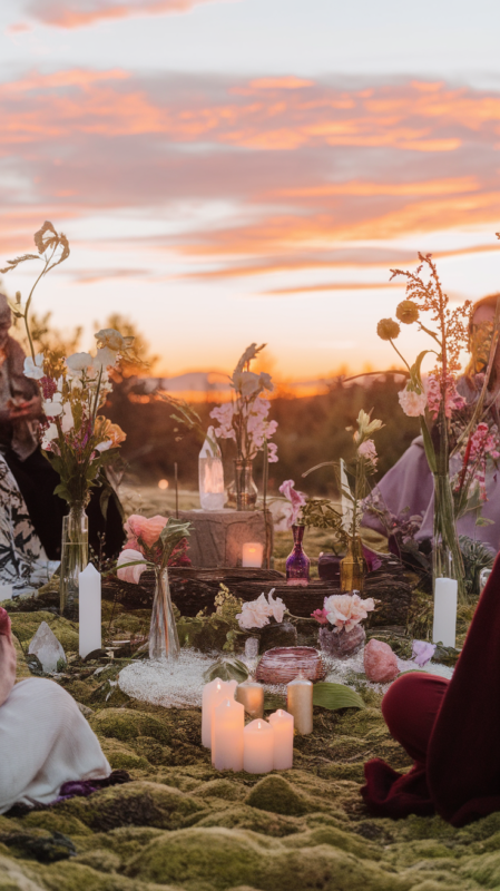 Sacred circle ceremony at wellness retreat