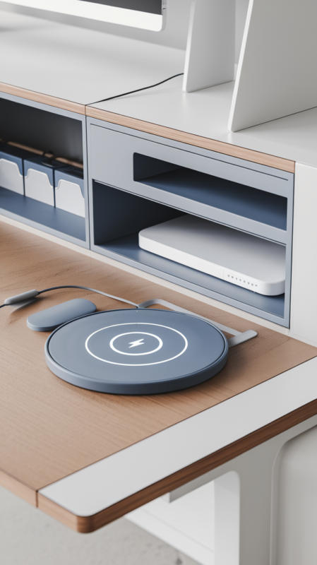 Small office featuring seamlessly integrated technology solutions and clean cable management