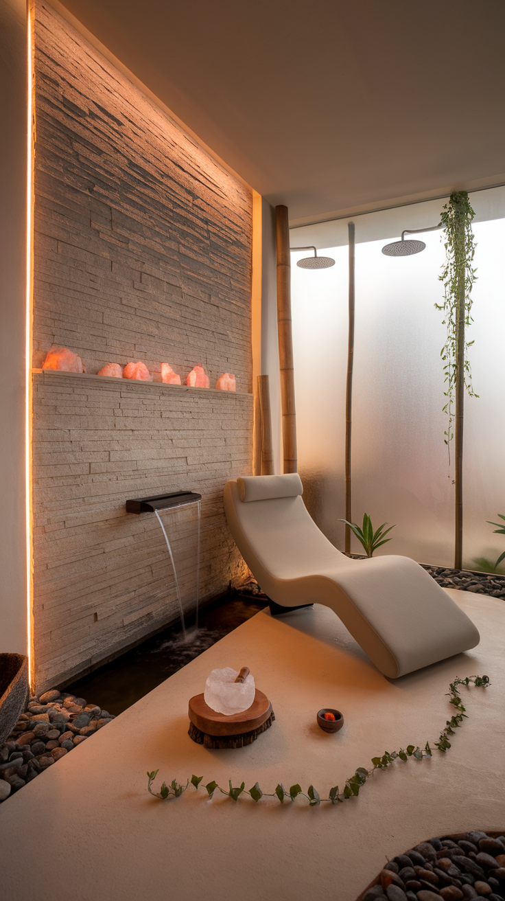 A calming sound therapy zone with modern sound equipment, cozy seating, and soft lighting.