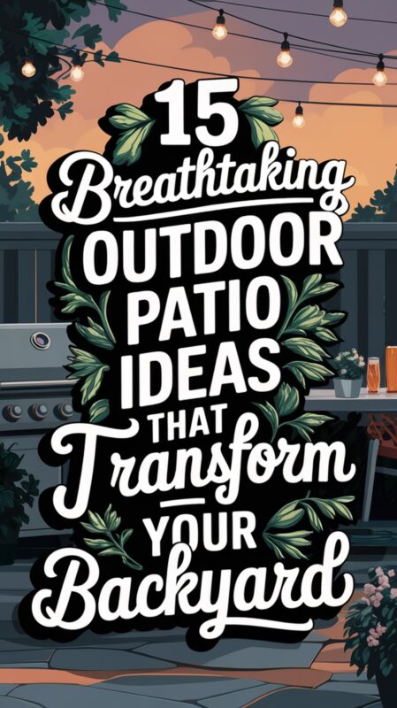Three stunning outdoor patio designs featuring cozy seating areas, modern minimalist elements, and bohemian styling with string lights, fire pits, and lush plants for backyard transformation.