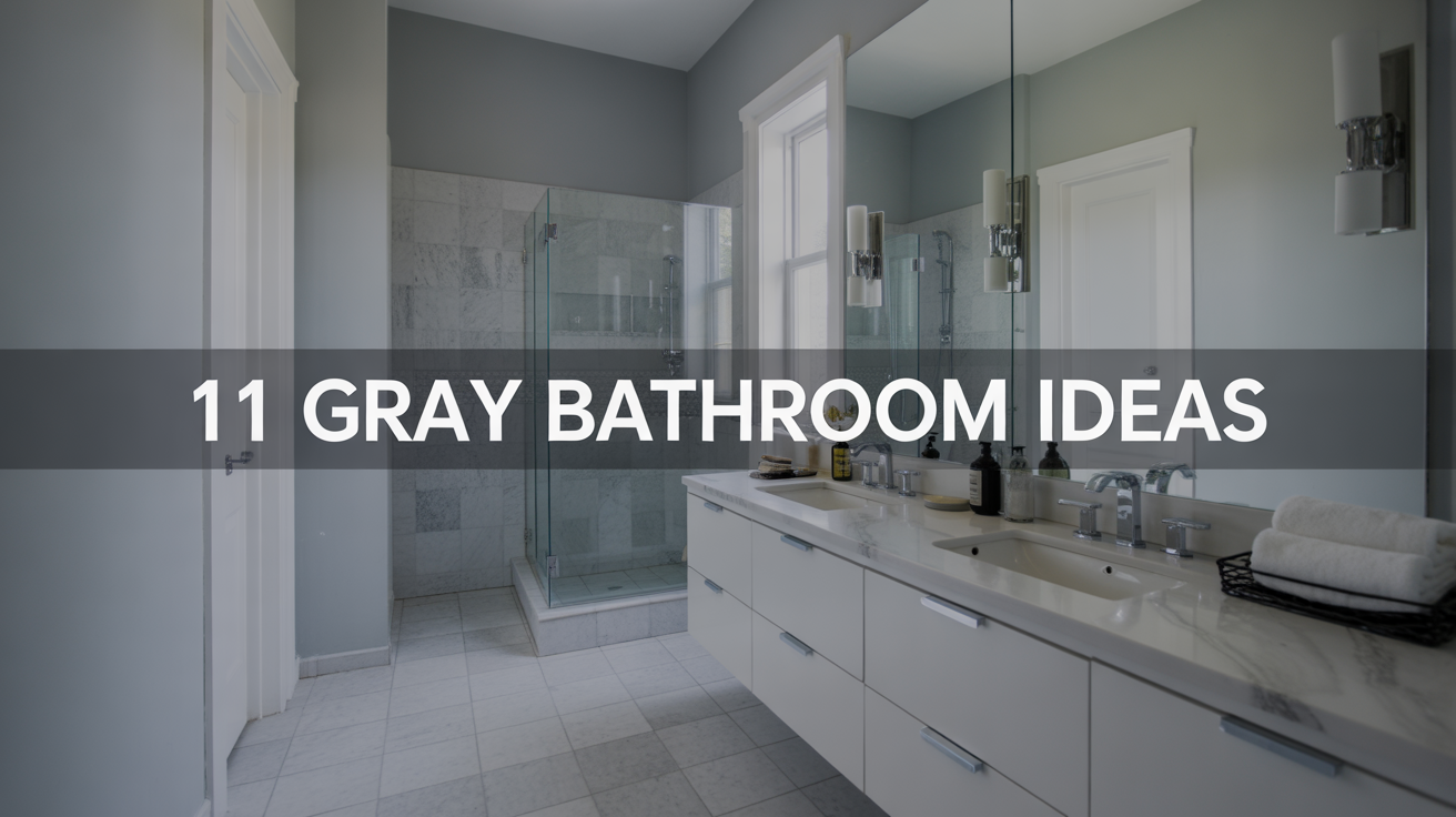 Modern gray bathroom ideas featuring light gray walls and marble tile flooring